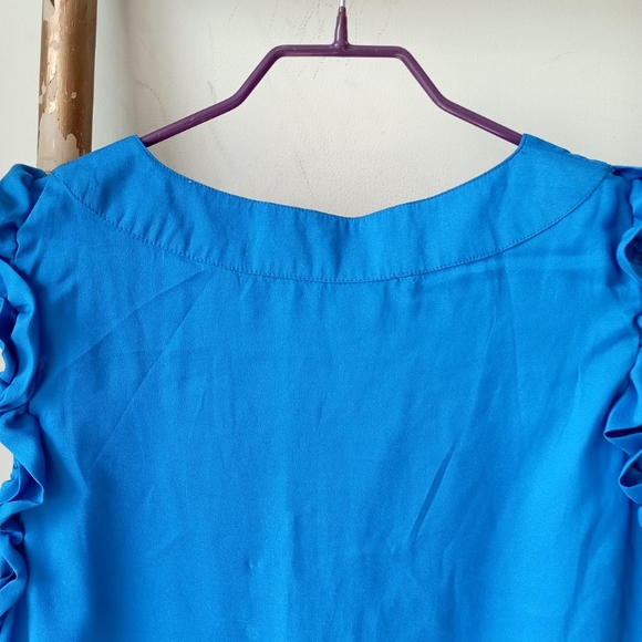 French Cobalt Neon Blue Frill Dress/ Long Top - Picture 5 of 14